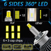 V1 1 Pair H4 55W 6000K 11000LM Car 6 Sides LED Headlight(Cool White)