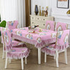 Home Dining Table/Chair Non-Slip Cover, Size: 1 Chair Cover+1 Back Cover(European Flower Mirror Pink)