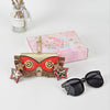Cute Quirky PU Sunglasses Case Portable Glasses Bag with Hanging Buckle, Color: Starry Sky Angel Gold