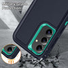 For Samsung Galaxy S24+ / S25+ 5G Rugged PC Hybrid Silicone Phone Case with Holder(Dark Blue+Light Green)