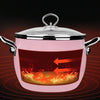 Enamel Soup Pot Uncoated Food Supplement Pot For Induction Cooker(Pink)