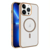 For iPhone 13 Pro Frosted Translucent Side Ice Fog Cooling MagSafe Phone Case(Khaki)