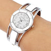 XinHua Women Diamond Mirror Surface Hollow Stainless Steel Bracelet Quartz Watch(White)