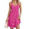 Women Summer Round Neck Halter Loose Sleeveless Dress, Size: XXL(Rose Pink)