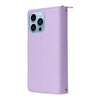 For iPhone 13 Pro Max Nine-card Slots Zipper Wallet Bag Leather Phone Case(Light Purple)