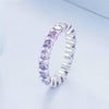 BSR340 Sterling Silver S925 Geometric Purple Zirconia White Gold Plated Ring(No.6)