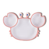 Children One-Piece Full Silicone Table Cartoon Crab Separation Plate(Pink)