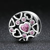 S925 Sterling Silver Pink Geometric Heart-shaped Hollow Beads DIY Beaded Accessories