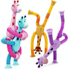 Telescopic Suction Cup Giraffe Funny Hundred Change Children Cartoon Educational Toy(Pink)