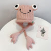Children Cartoon Frog Woolen Hat Warm Knitted Hat Bomber Hat, Size: For 1-3 Years Old(Pink)