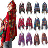 Autumn And Winter Horn Buckle Ethnic Style Hooded Cloak Shawl Bohemian Hooded Shawl, Size:135-175cm(B Style Rose Red)