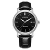 Ochstin 2024 Automatic Mechanical Watch Men Waterproof Calendar Leather Business Mechanical Men Watch(Silver Black)