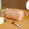 Retro PU Leather Cosmetic Bag Travel Toiletries Storage Bag(Pink)