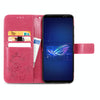 For Asus ROG Phone 6 Four-leaf Clasp Embossed Buckle Leather Phone Case(Magenta)