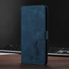 For Samsung Galaxy S25 5G / S24 5G Skin Feel Embossed Feather Leather Phone Case(Dark Blue)