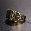 Europe and America Style Punk Gothic Retro Black Onyx Gemstone Men Titanium Steel Ring, US Size: 10, Diameter: 19.9mm, Perimeter: 62.4mm(Gold)