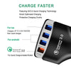KC08 4 in 1 Cigarette Lighter Conversion Plug Multi-function USB Car Fast Charger(Black)