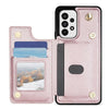 For Samsung Galaxy A53 5G Rhombic Dual Buckle Card Slots Phone Case with Lanyard(Rose Gold)