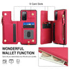 For Samsung Galaxy S20 FE Double Flap Zipper RFID Leather Phone Case with Short Lanyard(Red)