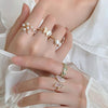 Ladies Light Luxury Pearl Butterfly Opening Adjustable Combination Ring, Specification:J2683