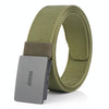 AWMN Men Nylon Canvas Cargo Jeans Casual Buckle Belt, Length: 120cm(Black Buckle Army Green)