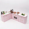 1:12 Mini Doll House Kitchen Cabinet Dining Table Sink Combination Model Toy(Pink)