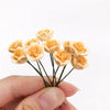 10 PCS 1:12 Mini House Toy Simulation Yellow Rose Flowers Model(Orange)