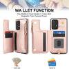 For Samsung Galaxy A52 5G Double Flap Zipper RFID Leather Phone Case with Short Lanyard(Rose Gold)