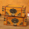 Antique Distressed Cosmetic Storage Box Dressing Table Props For Shooting ScenesSpecification 6280-01GK02 Yellow + Lock