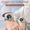 1pair OLEVS 5563 Couple Luminous Waterproof Quartz Watch(Blue + Gold)