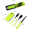 3 in 1 ABS Folding Dinnerware Cutlery Fork Chopsticks Set with Storage Box Outdoor Camping Hiking Traveling Tableware Set(Green)