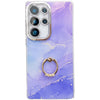 For Samsung Galaxy S23 Ultra 5G Electroplated Marble Texture Ring Holder Phone Case(Blue Purple S10)