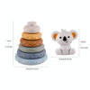 Baby Stacking Nesting Circle Toy Soft Squeeze Building Blocks Sensory Toys, Style: Koala