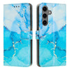 For Samsung Galaxy S24+ 5G Painted Marble Pattern Leather Phone Case(Blue Green)