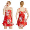 V-neck Backless Daffodils Short Sling Nightdress, Size:S(Red)