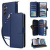 For Samsung Galaxy A34 Nine-card Slots Zipper Wallet Bag Leather Phone Case(Blue)