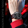 OLEVS 2886 Men Sports Chronograph Waterproof Luminous Quartz Watch(Black Silver Steel Strip)