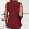 Women Spring Summer Round Neck Printed Vest T-Shirt Top, Size: S(Wine Red)