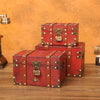 Antique Square Jewelry Storage Box Film And Television Props Wooden BoxSpecification 3 PCS / Set Retro Three-digit Lock