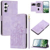 For Samsung Galaxy A26 5G Tulips Embossed Leather Phone Case with Lanyard(Purple)