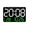 Multifunctional LED Digital Display Electronic Wall Clock Living Room Silent Alarm Clock, Color: Green