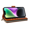 For iPhone 14 / 13 Nine-card Slots Zipper Wallet Bag Leather Phone Case(Brown)