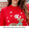 XXL Christmas Women Knitwear Deer Embroidery Cute Knit Sweater(Bear Red)