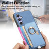 For Samsung Galaxy A54 5G Retro Cross Leather Ring Side Insert Card Bag MagSafe Phone Case(Blue)