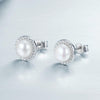 Simple Pearl Diamond Ladies Temperament Earrings S925 Sterling Silver Earrings