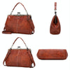 036 Vintage Buckle Handbags Leather Adjustable Crossbody Bag(Coffee)