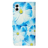 For Samsung Galaxy A06 4G Colored Drawing Marble Pattern Leather Phone Case(Blue Flower)