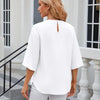 Summer Women Loose Chiffon Blouse Tops Round Neck 5 Points Sleeve Short Sleeve, Size: XXL(White)
