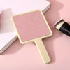 Simple Handheld HD Cosmetic Mirror Portable Handle Mirror, Style: Square Yellow