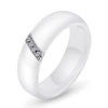 Simple Nano Ceramic Ring Trend Titanium Steel with Zircon Rings, Ring Size:6(White)